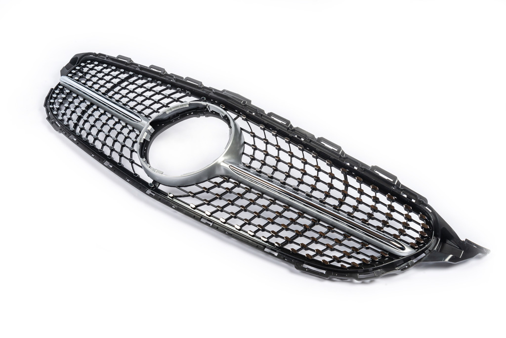 Передня решітка Diamond Silver (для Avantgarde/AMG-Line/C43 AMG) 2014-2018, без камери для Mercedes C-class W205 рр