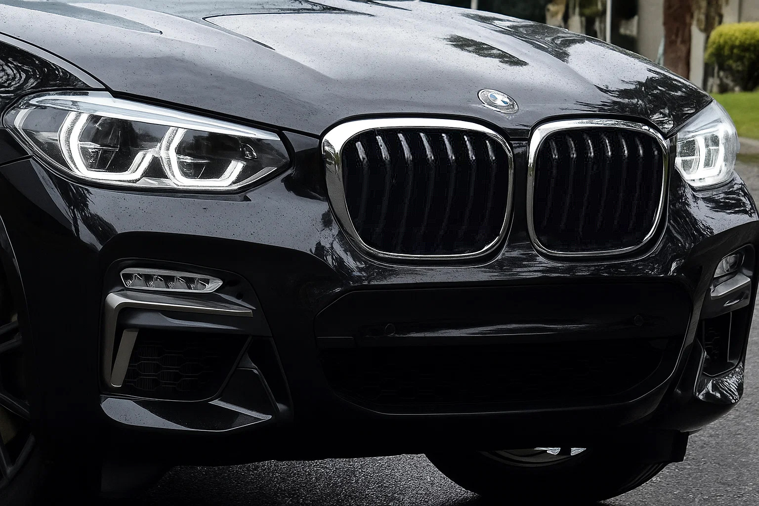 Ніздрі 1 Bar (2018-2021, чорний глянець з хром окантовкою) BMW X3 G01 2018- гг.