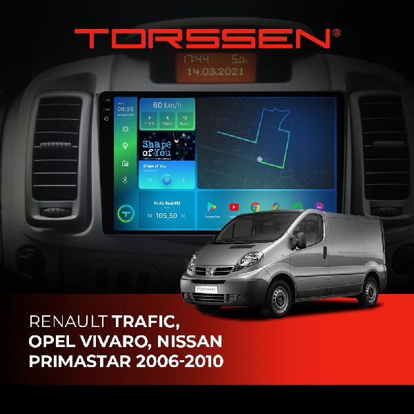 Штатна магнітола 2K Torssen Renault Trafic, Opel Vivaro, Nissan Primastar 06-10 F106128 4G Carplay DSP