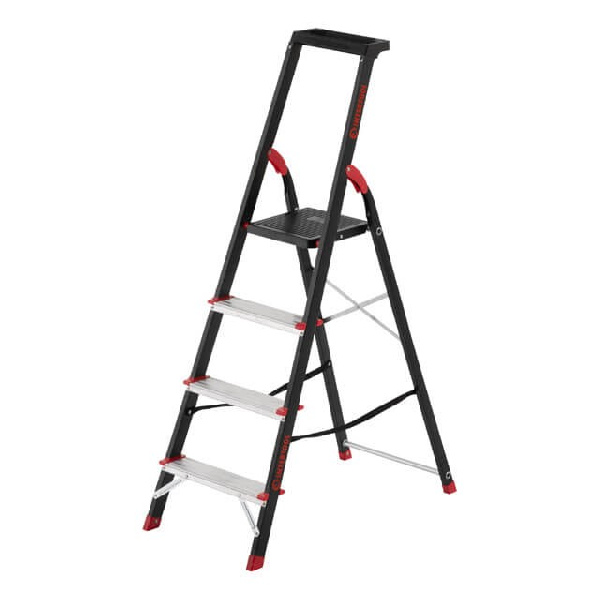 Лестница 4 ступени, лоток для инвентаря, стальной профиль, высота верхней ступени 850мм, 433х821х1350мм, 150кг