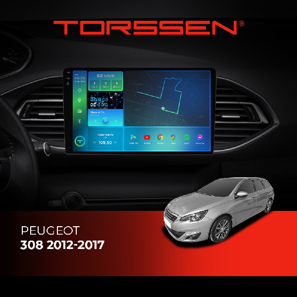 Штатна магнітола Torssen 2K DTS Peugeot 308 2012-2017 F9432 4G Carplay DSP
