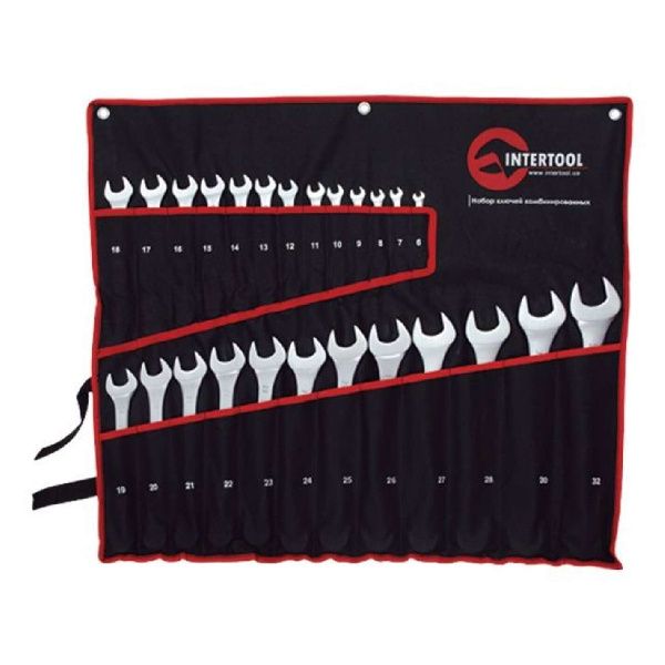Набір ключів комбінованих, 25 шт. (Чохол) 6-32 мм CrV INTERTOOL