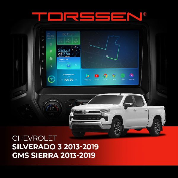 Штатна магнітола Torssen Chevrolet Silverado 3 13-19 GMC Sierra 13-19 FL9 4+64Gb 4G Carplay DSP