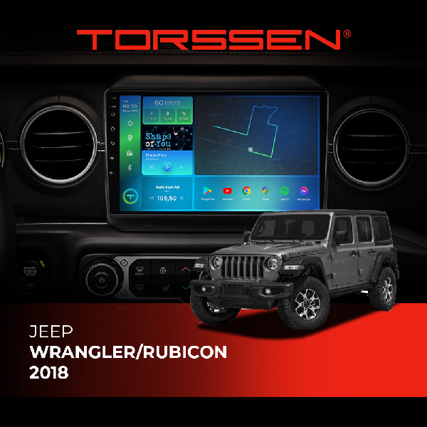Штатна магнітола Torssen Jeep Wrangler/Rubicon 2018 F9432 4G Carplay DSP