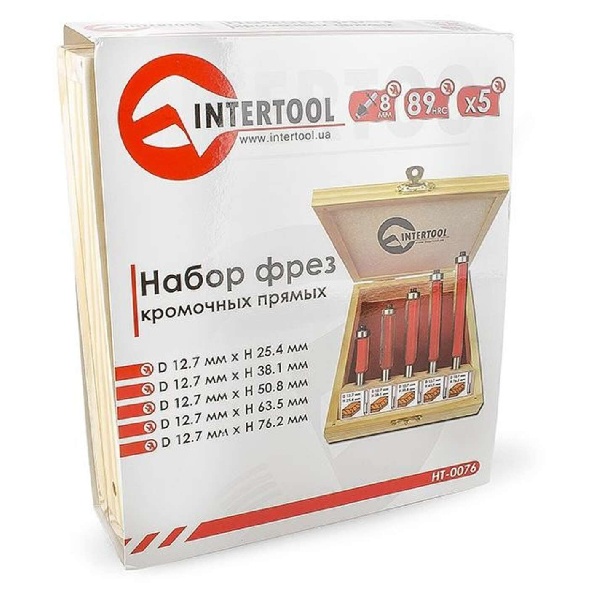 Набор фрез кромочных прямых, 5 шт. INTERTOOL