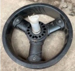 Диск колеса для детских колясок 12 С . черное, 3 луча, (торм. втулка+кнопка+подшипник + осью dia 12,7 mm) LTK