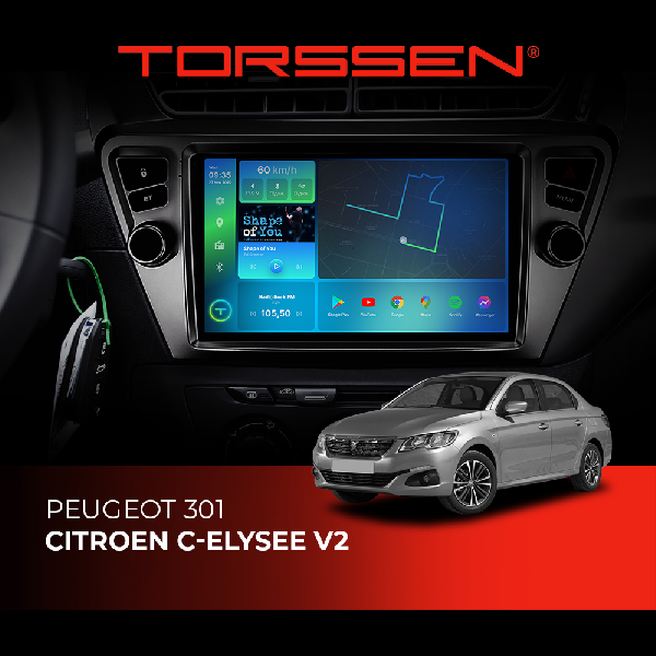 Штатна магнітола Torssen Peugeot 301/Citroen Elysee V2 FL9 4+64Gb 4G Carplay DSP