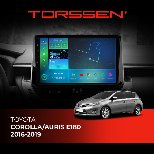 Штатна магнітола Torssen Toyota Corolla / Auris E180 2016-2019 FL9 4+64Gb 4G Carplay DSP