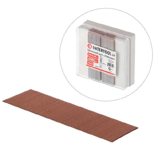 Заколка для степлера PT-1611, 22 мм (23GA), d=0.64 мм, 6000 шт/уп.