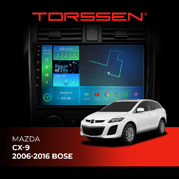 Штатна магнітола Torssen Mazda CX-9 06-16 Bose NF9 Carplay