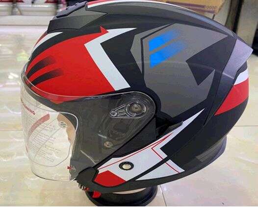 Шолом відкритий (mod:522-3) (size:XL,чорно-червоний) FGN