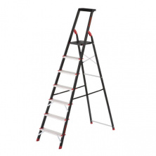 Лестница 7 ступеней, лоток для инвентаря, стальной профиль, высота верхней ступени 1500 мм, 504*1283*2003мм, 150кг