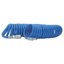 Шланг спиральный полиуретановый 8*12 мм, 20 м с быстроразъемными соединениями.