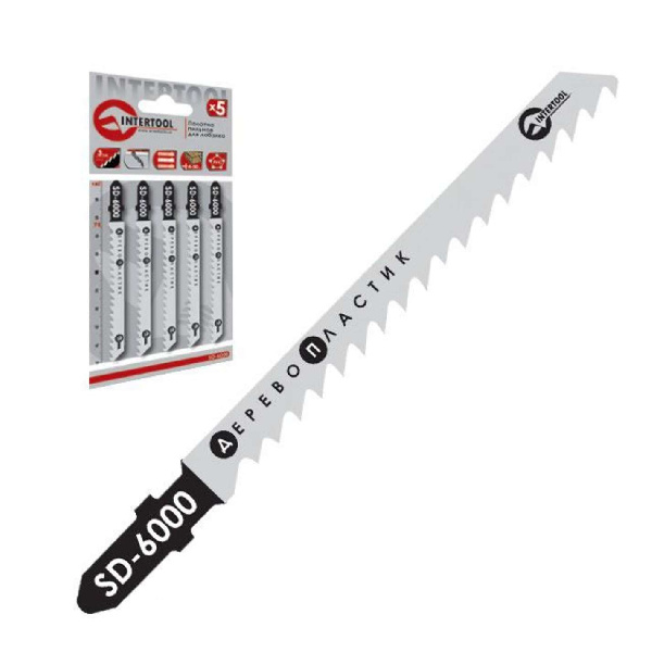 набор полотен 5 ед. для лобзика. Рабочая длина 75 мм, расстояние между зубцами 3,0 мм, для работы по древесине, ламинату, пластику.