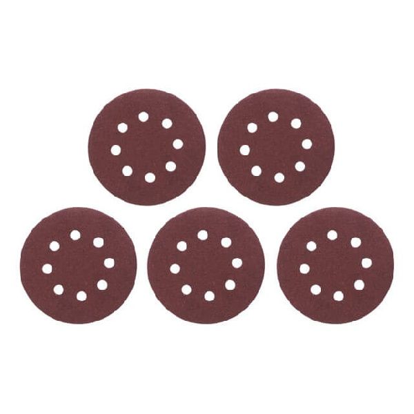 Круг наждачный самоклеящийся 125 мм с отверстиями, бумага класс С, плотность 140 г/м2, К100, уп. 5 ед.