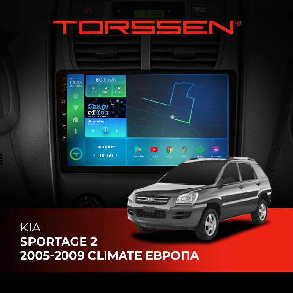 Штатная магнитола Torssen Kia Sportage 2 05-09 climate Европа FL9 4+64Gb 4G Carplay DSP