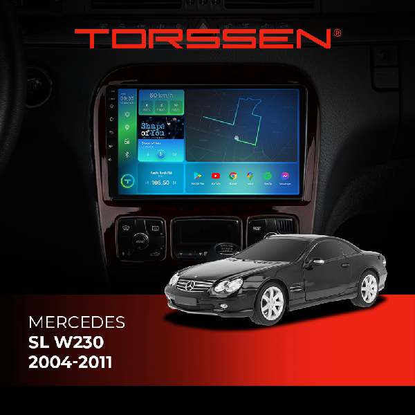 Штатна магнітола Torssen Mercedes SL W230 04-11 NF9 Carplay
