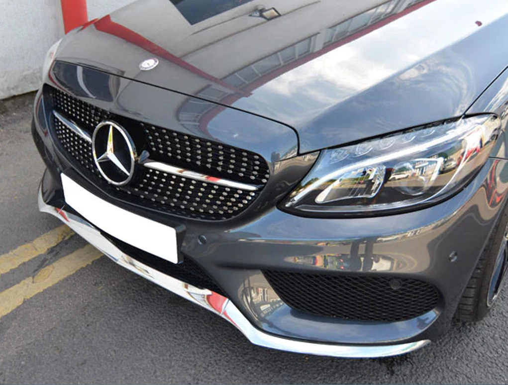 Передня решітка Diamond Silver (для Avantgarde/AMG-Line/C43 AMG) 2014-2018, з камерою для Mercedes C-class W205 рр