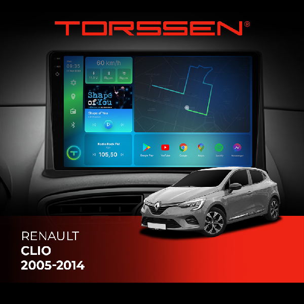 Штатна магнітола Torssen 2K Renault Clio 05-14 F9432 4G Carplay DSP
