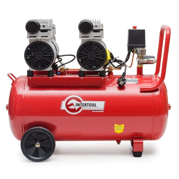 Компрессор 50 л, 2x0.75, 220 В, 8aтм, 270 л/мин, малошумный, безмасляный, 4 цилиндра