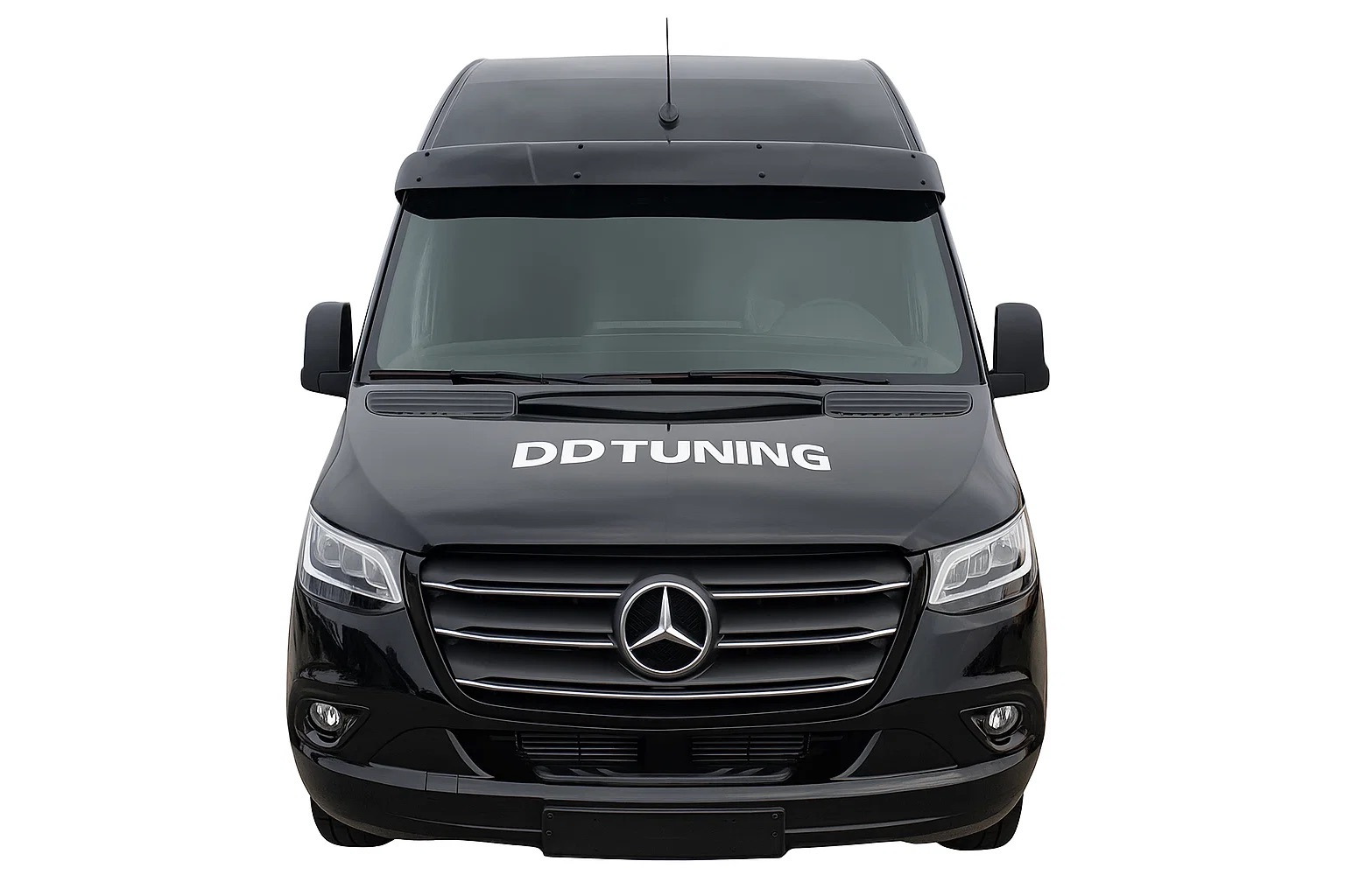 Козирьок на лобове скло (чорний глянець, 5мм) для Mercedes Sprinter W907/W910 2018- рр