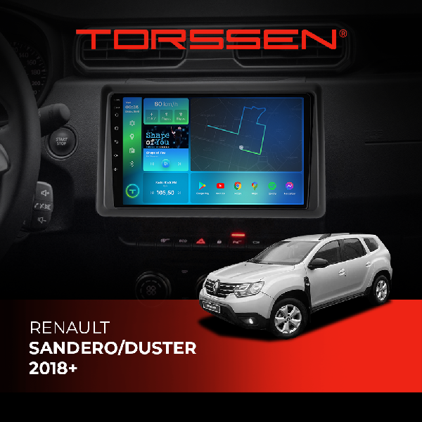Штатна магнітола Torssen Renault Sandero/Duster 18+F10232 4G Carplay DSP