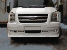 Накладка на передній бампер (2006-2014, DRL, з ґратами) Ford Transit 2000-2014 рр.
