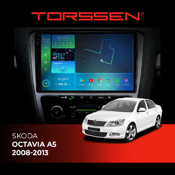 Штатна магнітола Torssen 2K DTS Skoda Octavia A5 08-13 F9432 4G Carplay DSP
