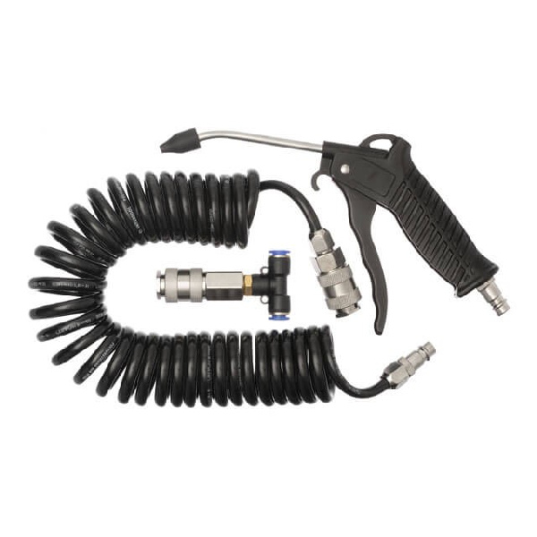 Набор для продувки кабин грузовых авто: пистолет, полиуретановый шланг 5 м 8*5 мм, тройник на 8 мм; на быстроразъемных соединениях