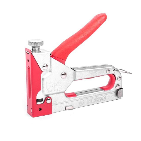 Пистолет скобозабивной механический, скоба 11.3 x 0.7 x 4.0 - 14.0 мм, с прорезиненной рукояткой (стальной корпус)