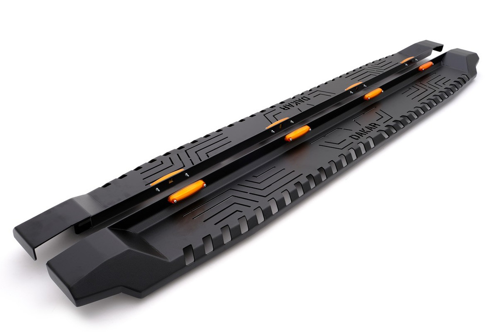 Бокові пороги Dakar V1 з LED (2015-2019, 2 шт, метал) Mitsubishi L200 2015-2024 гг.