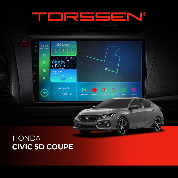 Штатна магнітола Torssen Honda Civic 5D Coupe F9116