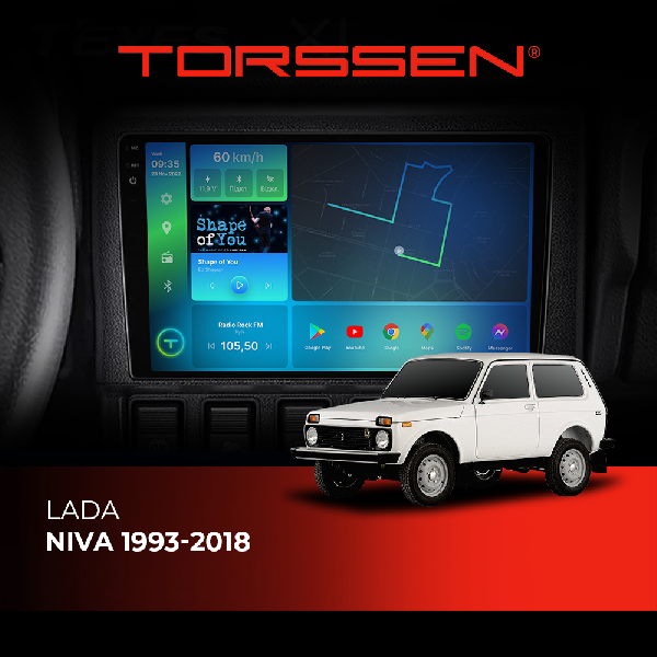 Штатна магнітола Torssen 2K Lada Niva 1993-2018 FL9 4+64Gb 4G Carplay DSP