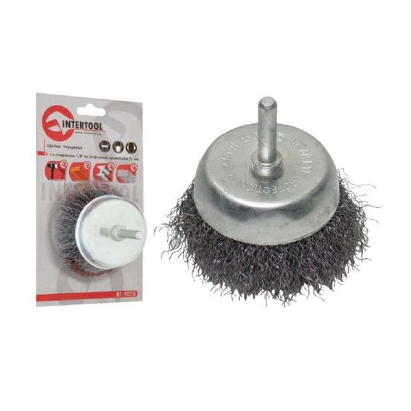 Щетка чашечная 50 мм для дрели, 1/4 (витая проволока) INTERTOOL