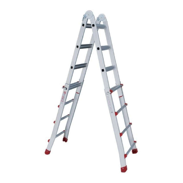 Лестница алюминиевая универсальная раскладная телескопическая 4x4 ступ. 4,20 м INTERTOOL