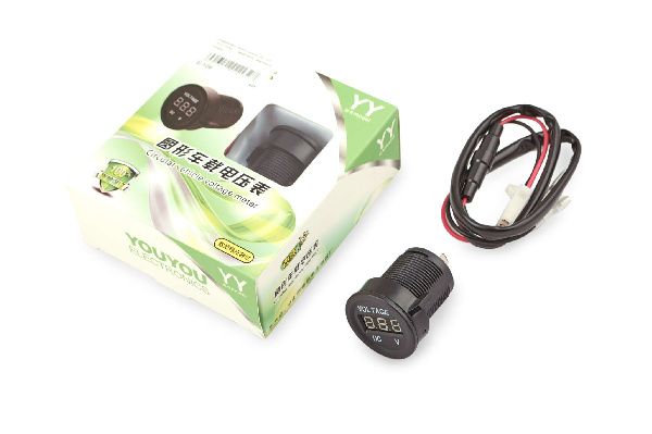 Цифровой вольтметр DC 12V (врезной, круглый, синий) YOUYOU