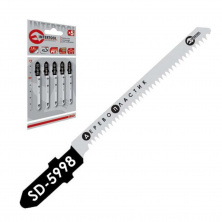 набор полотен 5 ед. для лобзика. Рабочая длина 50 мм, расстояние между зубцами 1,4 мм, для работы по древесине, ламинату, пластику.