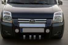 Накладки на фари (2 шт, нерж.) OmsaLine - Хромований пластик Ford Connect 2010-2013 рр.
