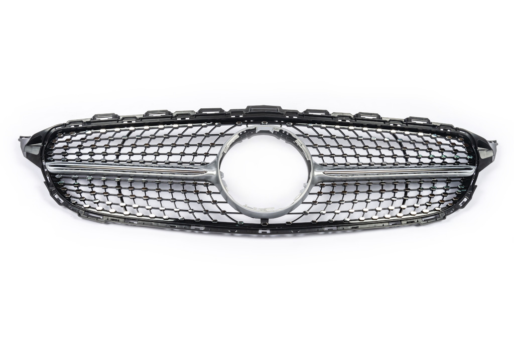 Передня решітка Diamond Silver (для Avantgarde/AMG-Line/C43 AMG) 2014-2018, без камери для Mercedes C-class W205 рр