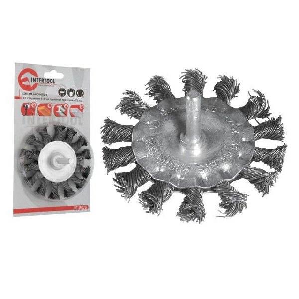Щетка кольцевая 75 мм для дрели, 1/4 (пучки витой проволоки)