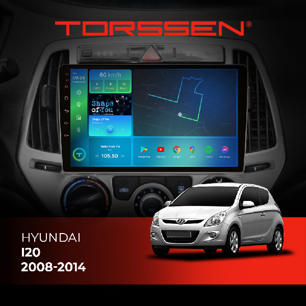 Штатна магнітола Torssen Hyundai I20 08-14 F10232 4G Carplay DSP