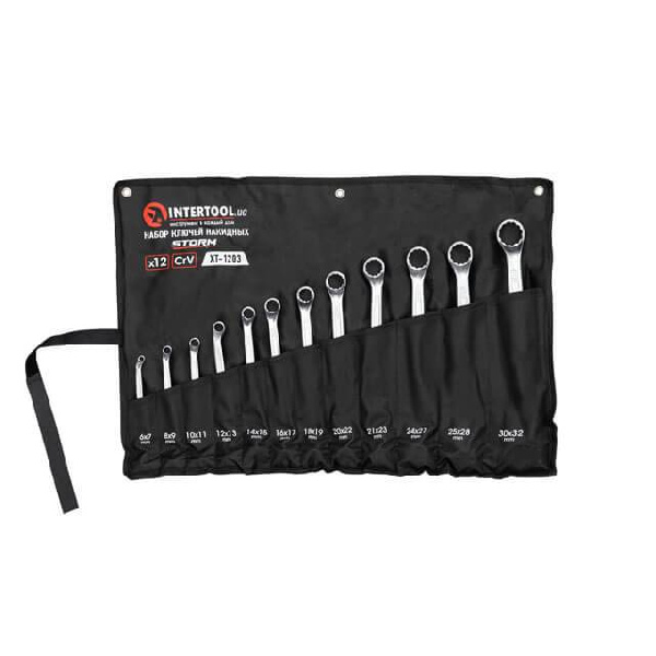 Набор ключей накидных 12шт. 6-32мм Cr-V, покрытие сатин-хром, DIN838, STORM