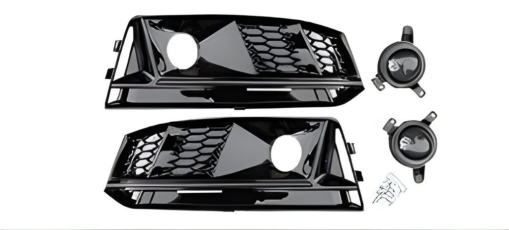 Решітки протитуманних фар з туманкою RS-Style (2015-2019, 2 шт, Чорний) Audi A4 B9 2015-2024 гг.