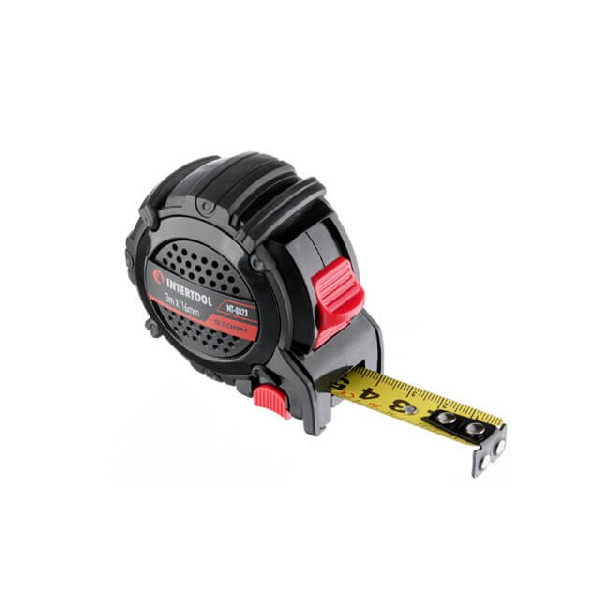 Рулетка с металлическим полотном покрытым нейлоном и магнитами на зацепе 3м*16мм.