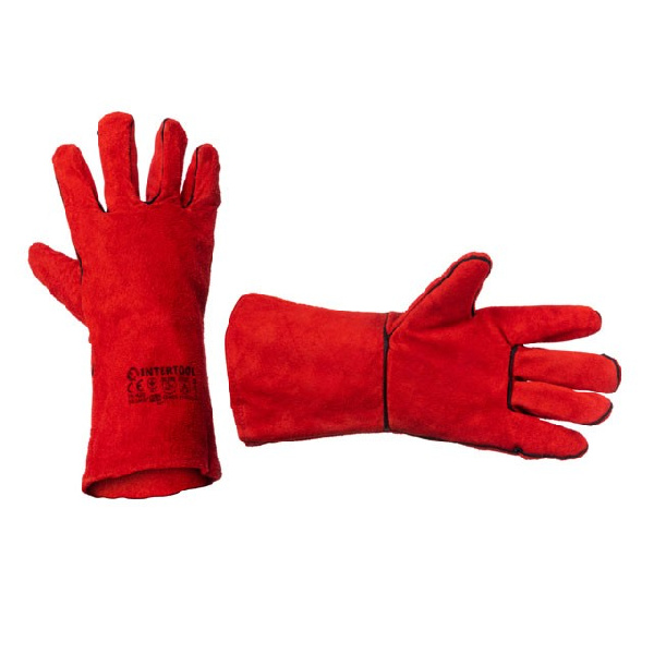 Замшевая перчатка красная