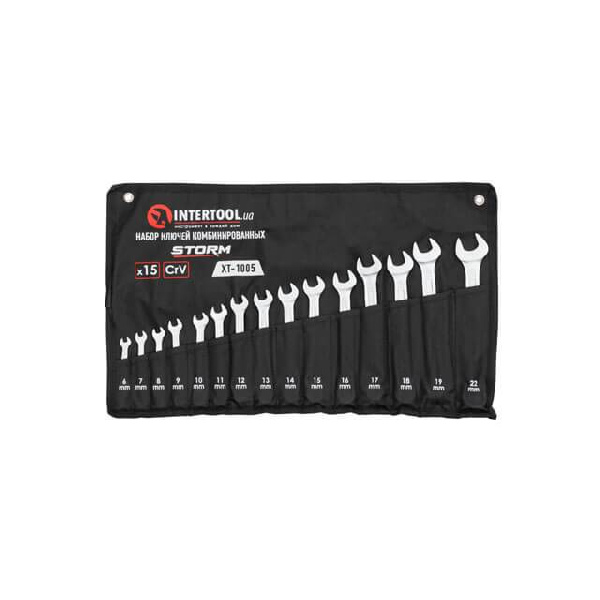Набор ключей комбинированных 15шт. 6-19,22мм, DIN3113, STORM