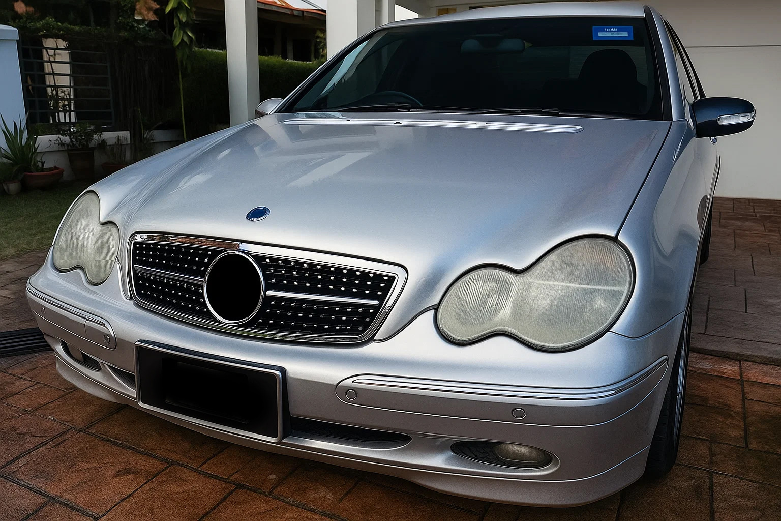 Передня решітка Diamond Silver для Mercedes C-class W203 2000-2007 рр