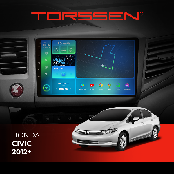 Штатна магнітола Torssen Honda Civic 2012+ F9464 4G