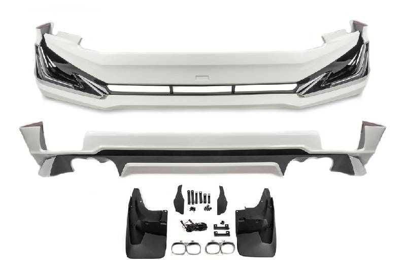 Накладки на передній і задній бампер Modelista V3-LED (2017-) Білий колір Toyota Land Cruiser Prado 150 2009-2023 рр.