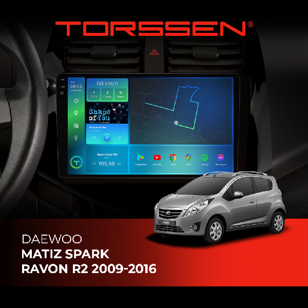 Штатна магнітола Torssen Chevrolet Matiz / Spark / Ravon R2 2009-2016 NF9 Carplay